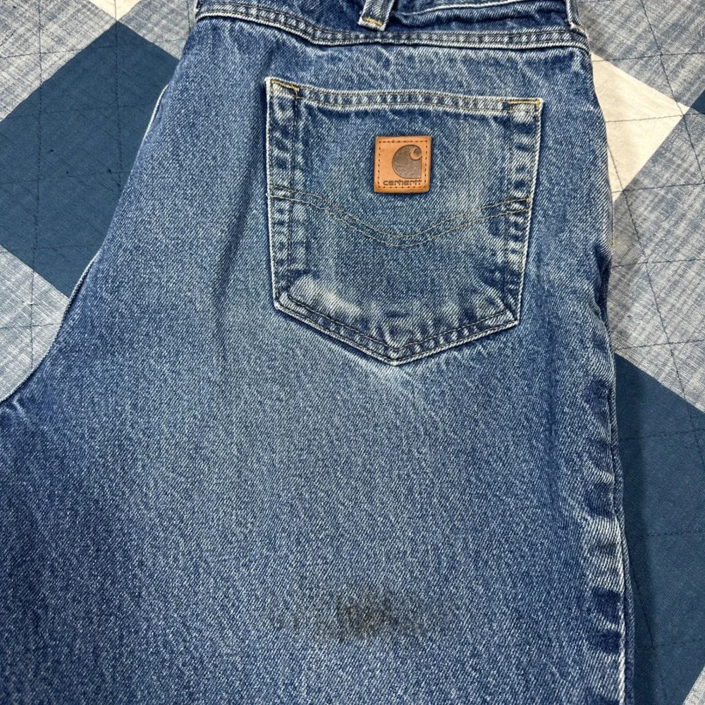 Carhartt Relaxed Fit Jeans Mens 38x32 Blue Denim Straight Leg Workwear 381-83